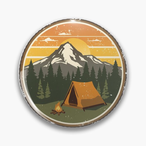 Item preview, Vintage Camper - Great Outdoors Mountain Badge designed and sold by InkWeaveShop.