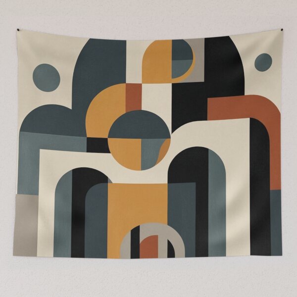 Item preview, Mid Century Concentric Arches Structure Painting designed and sold by EnmarcArt.