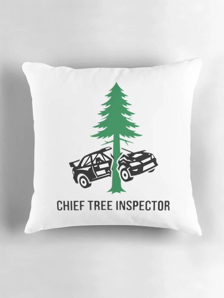 Thumbnail 3 of 4, Pillow, WRC Tree Inspector - Sim Racing Humor designed and sold by GarageGraphics.