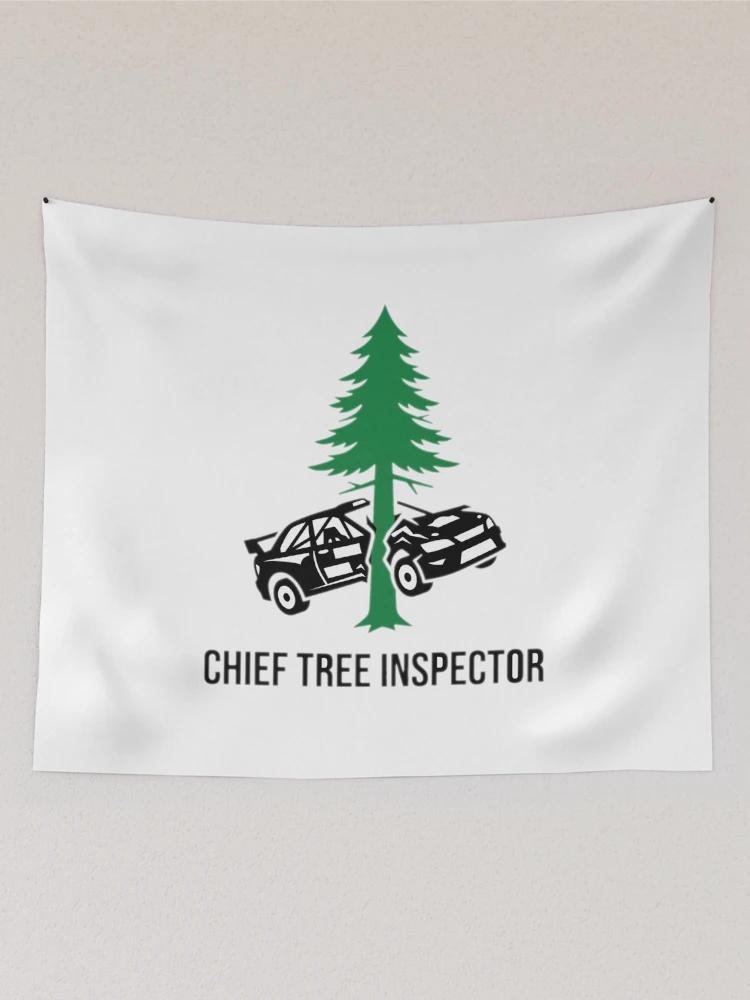 Thumbnail 2 of 3, Tapestry, WRC Tree Inspector - Sim Racing Humor designed and sold by GarageGraphics.