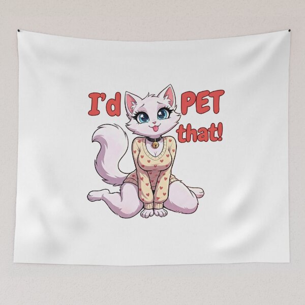 Item preview, I'd Pet That! Cute White Cat Girl In Heart Sweater designed and sold by Trevor Cutler.