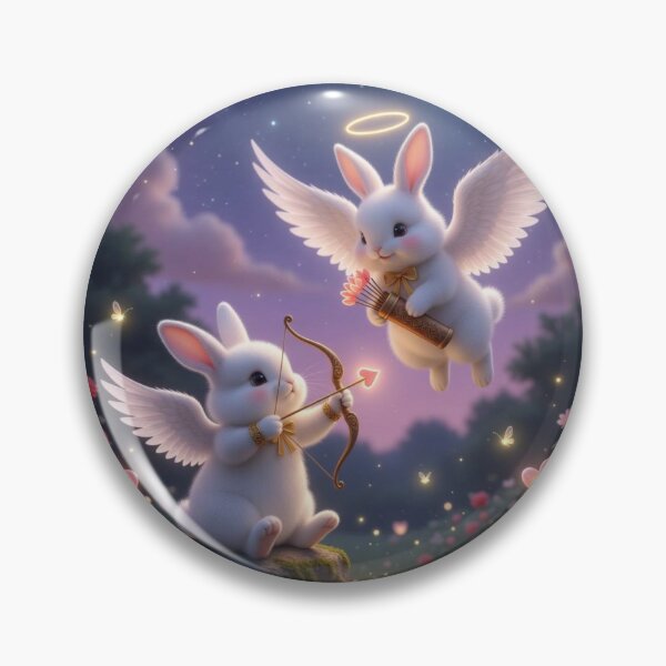Item preview, Cute Cupid Bunnies with Bow and Arrow – Magical Valentine Angels Rabbit Art designed and sold by lovelistivkaa.