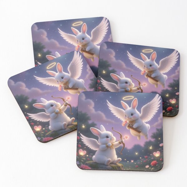 Item preview, Cute Cupid Bunnies with Bow and Arrow – Magical Valentine Angels Rabbit Art designed and sold by lovelistivkaa.