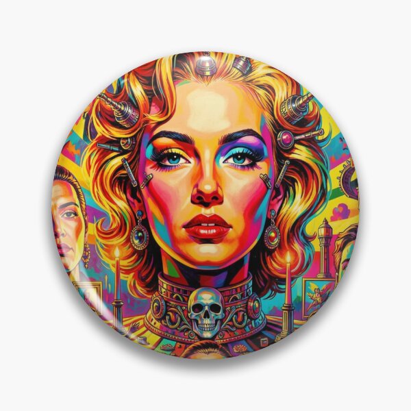Item preview, Psychedelic pop art portrait in Warhol style with neon colors, symbols and dynamic energy designed and sold by FotoworldEdel.