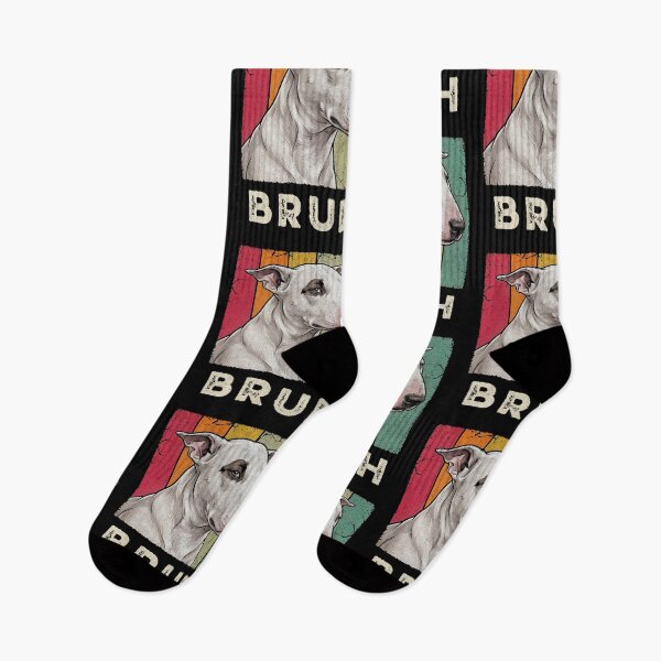 Item preview, Bruh Bull Terrier Retro Striped Dog designed and sold by d247.