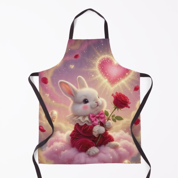 Item preview, Cute Fluffy Bunny on Pink Cloud with Rose – Magical Valentine Heart Rabbit designed and sold by lovelistivkaa.