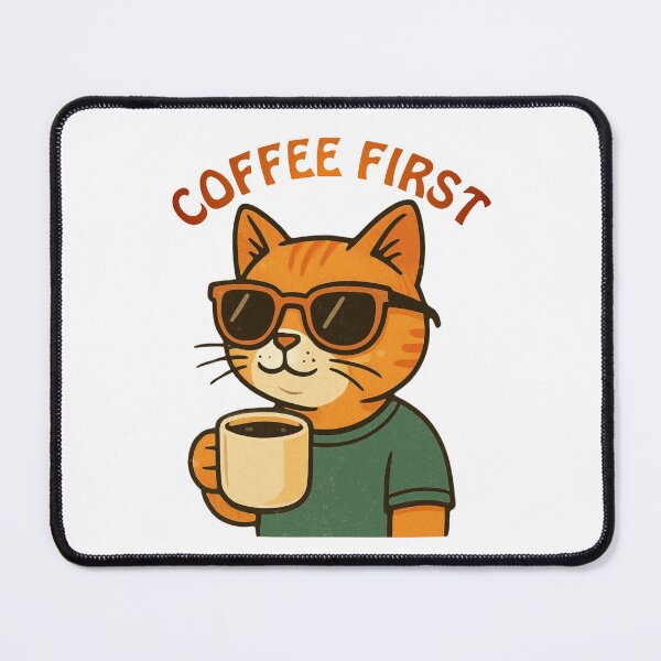 Item preview, Retro Coffee First Cool Cat with Sunglasses designed and sold by adlkh.