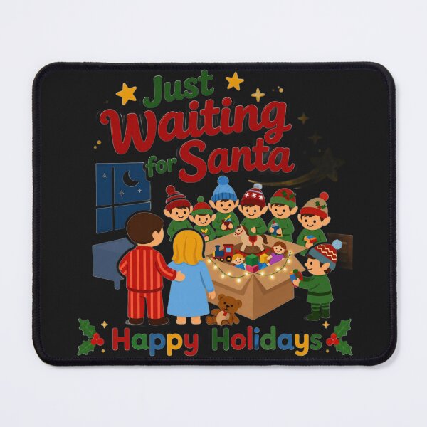 Item preview, Just Waiting for Santa Cute Retro Christmas Elves designed and sold by Log77.