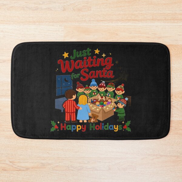 Item preview, Just Waiting for Santa Cute Retro Christmas Elves designed and sold by Log77.