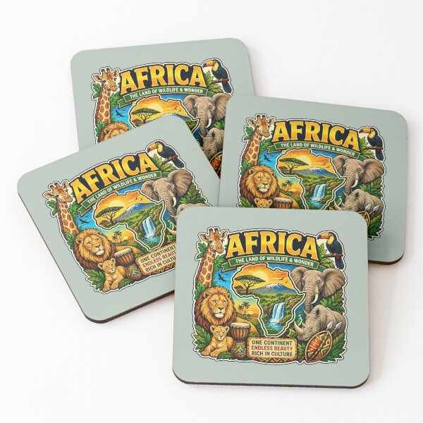 Item preview, Africa Wildlife Map with Safari Animals designed and sold by Myra365Art.