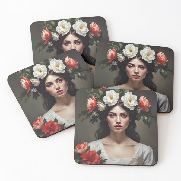 Item preview, Woman with flowers wall art print designed and sold by MK26Designs.