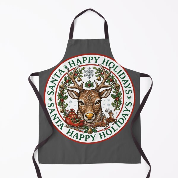 Item preview, Vintage Reindeer Santa Sleigh Happy Holidays Christmas Badge designed and sold by Log77.