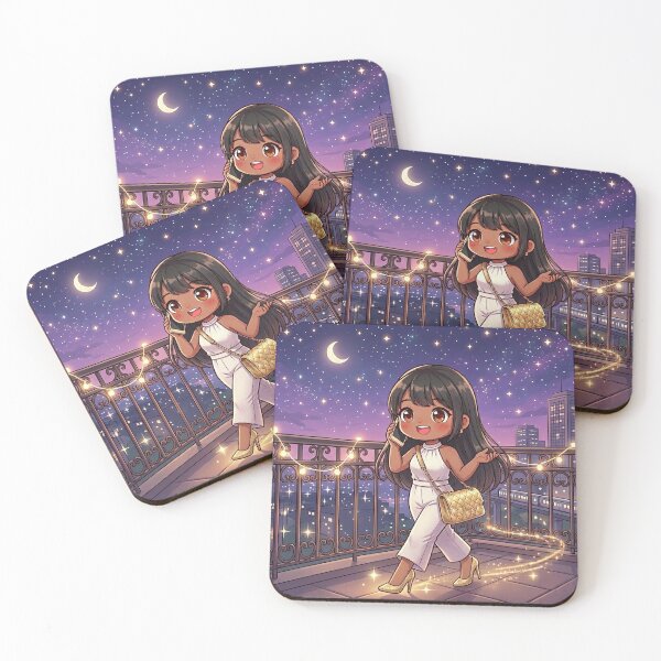 Item preview, Elegant Brunette At Night Balcony designed and sold by Azurart2.