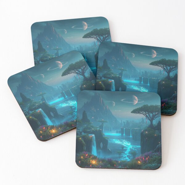 Item preview, Bioluminescent Waterfall Kingdom Pandora Fantasy Landscape designed and sold by Luminous Wilds.