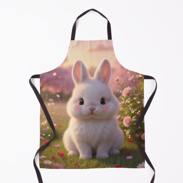 Item preview, Cute Fluffy Bunny by Rose Bush – Magical Spring Garden Fairy Tail Rabbit designed and sold by lovelistivkaa.