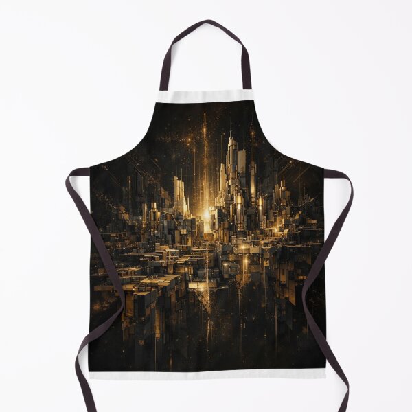 Aperçu de l'œuvre Golden Futuristic Cityscape créée et vendue par JcAbstractArt.