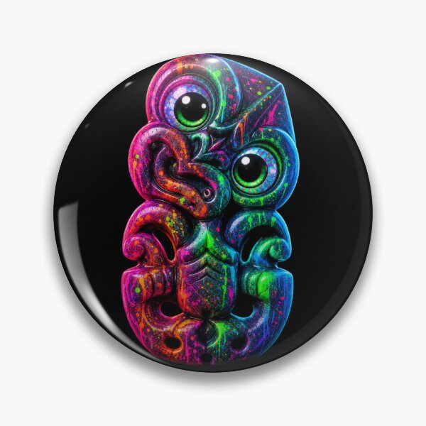 Item preview, Neon Splash Hei Tiki – Electric Māori Guardian designed and sold by SkruffyInk.