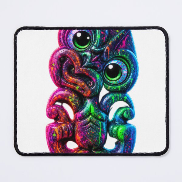Item preview, Neon Splash Hei Tiki – Electric Māori Guardian designed and sold by SkruffyInk.