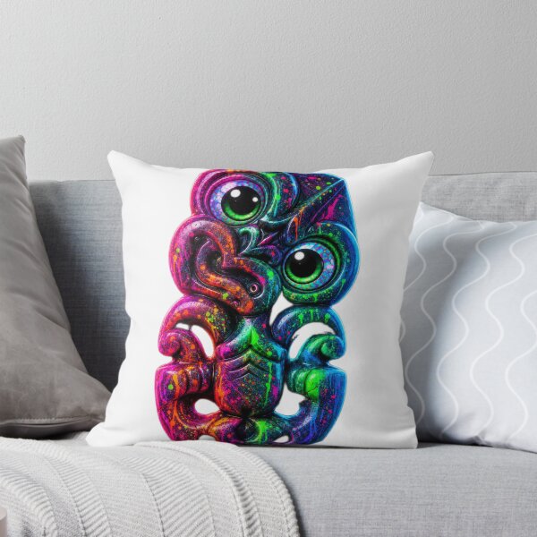 Item preview, Neon Splash Hei Tiki – Electric Māori Guardian designed and sold by SkruffyInk.