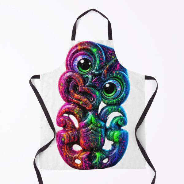 Item preview, Neon Splash Hei Tiki – Electric Māori Guardian designed and sold by SkruffyInk.