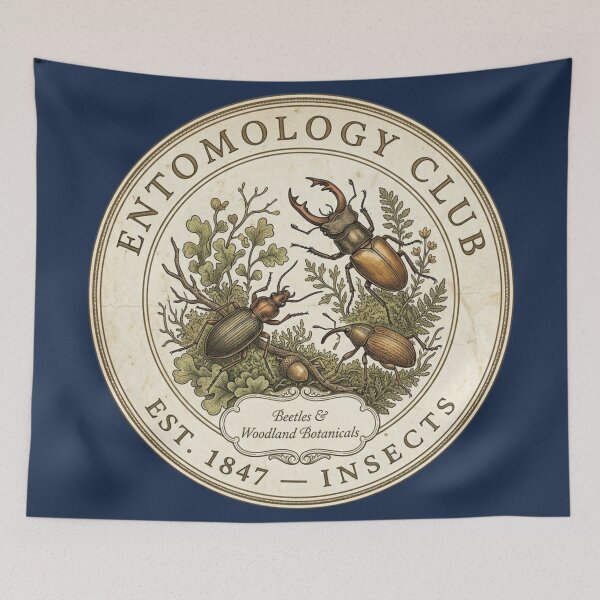 Item preview, Entomology Club Vintage Badge Insects Forest Art designed and sold by CalmCapy Co.