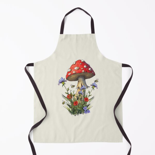 Item preview, Amanita Mushroom with Flowers and Bees, Hand Illustrated, Botanical designed and sold by JoyfulWhimsy.