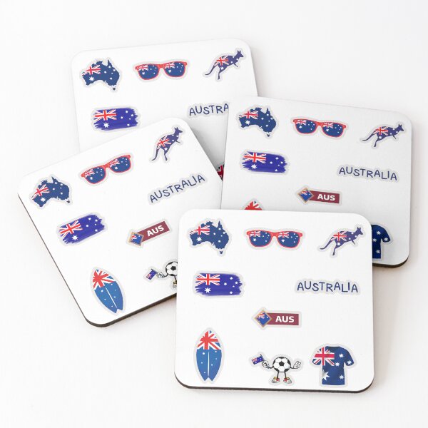 Item preview, Australia Flag Cute Sticker Pack designed and sold by KAWAII STUDIO NB.