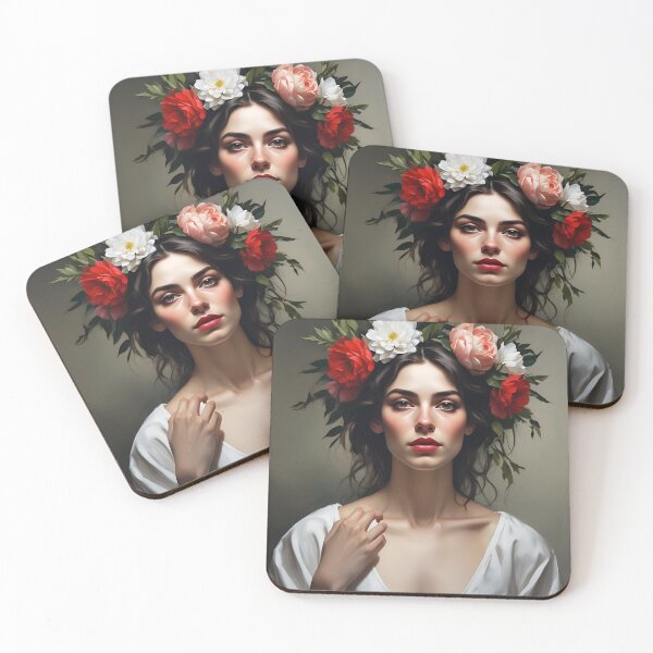 Item preview, Woman with flowers wall art print designed and sold by MK26Designs.