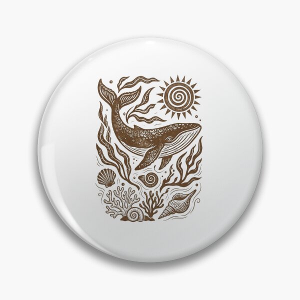Item preview, Tribal Whale Woodcut Swirl Ocean Sun designed and sold by GiggleInkTees.