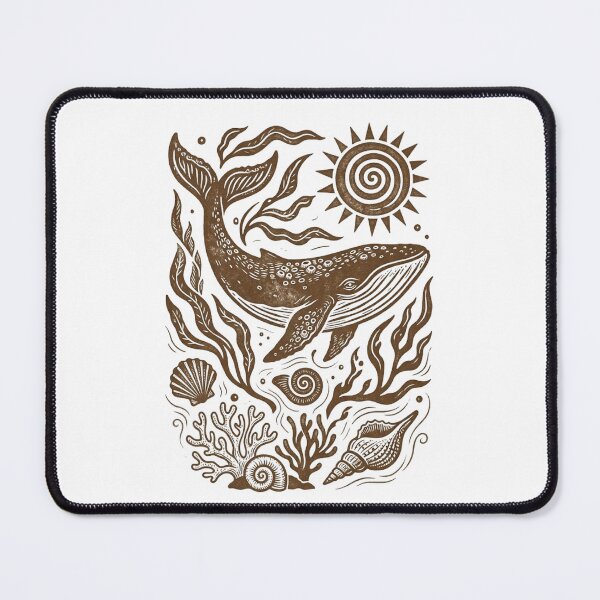Item preview, Tribal Whale Woodcut Swirl Ocean Sun designed and sold by GiggleInkTees.