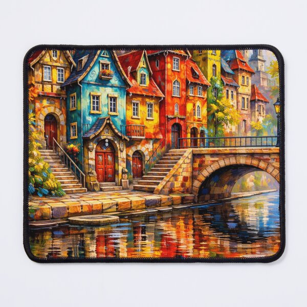 Item preview, Colorful Riverside Village designed and sold by JcAbstractArt.