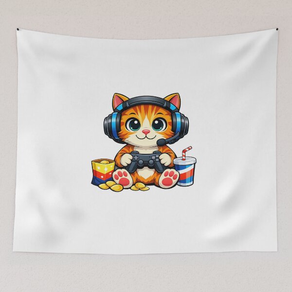 Item preview, Cute Chibi Gamer Cat designed and sold by PawsAndPixelsCo.