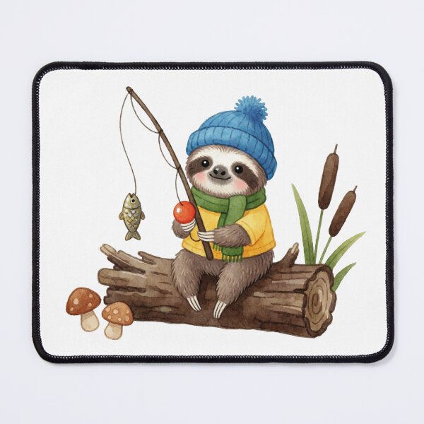 Item preview, Cute Baby Sloth Fisherman – Watercolor Whimsical Forest Animal Sticker designed and sold by AillustriaAK.