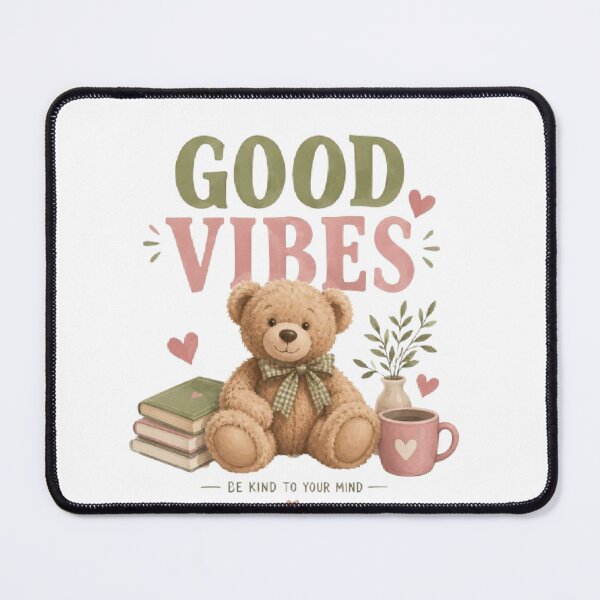 Item preview, Good Vibes Teddy Bear Cute Cozy Aesthetic Mental Health Positive Quote designed and sold by AveniaOficial.
