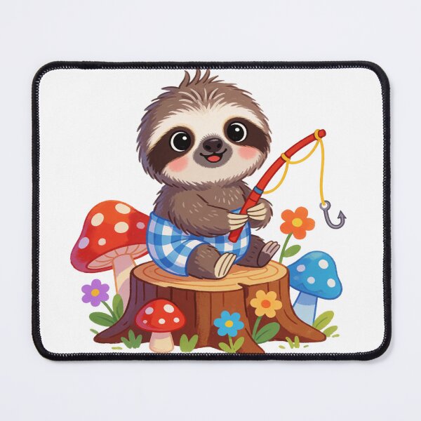 Item preview, Cute Baby Sloth Fisherman – Watercolor Whimsical Forest Animal Sticker designed and sold by AillustriaAK.
