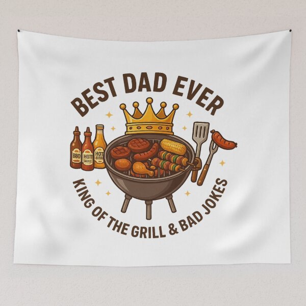 Item preview, Best Dad Ever Grill King Funny BBQ Dad Gift – King of the Grill & Bad Jokes designed and sold by MartBook.