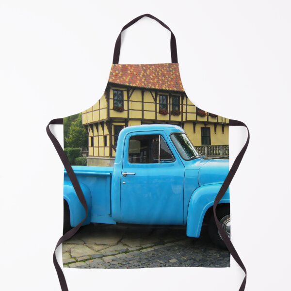 Item preview, 1955 Ford F-100 - Sky Blue Classic Pickup, American Truck in German Old Town designed and sold by Peter Kraaibeek | Generative Designs and Car Art.