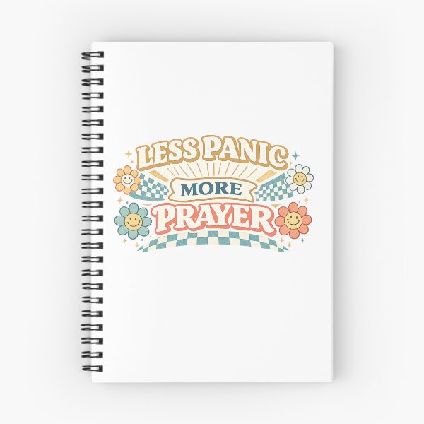 Item preview, Less Panic More Prayer Christian Groovy Retro Faith Inspirational Design designed and sold by SoulThread Studio.