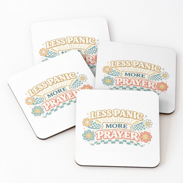 Item preview, Less Panic More Prayer Christian Groovy Retro Faith Inspirational Design designed and sold by SoulThread Studio.