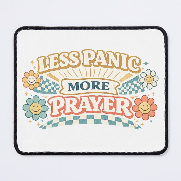 Item preview, Less Panic More Prayer Christian Groovy Retro Faith Inspirational Design designed and sold by SoulThread Studio.
