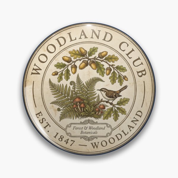 Item preview, Woodland Club Vintage Badge Forest Ecology Art designed and sold by CalmCapy Co.