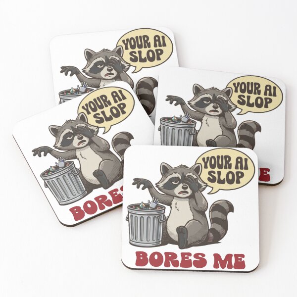 Item preview, Your AI Slop Bores Me Funny Retro Raccoon designed and sold by NCalNoveltees.
