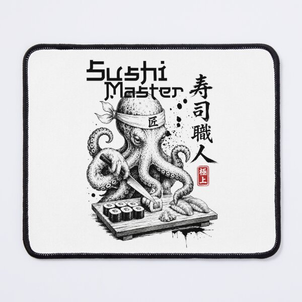 Item preview, Sushi Master Octopus | Japanese Sushi Chef Ink Art Sumi-e T-Shirt designed and sold by Thehatinthecat.