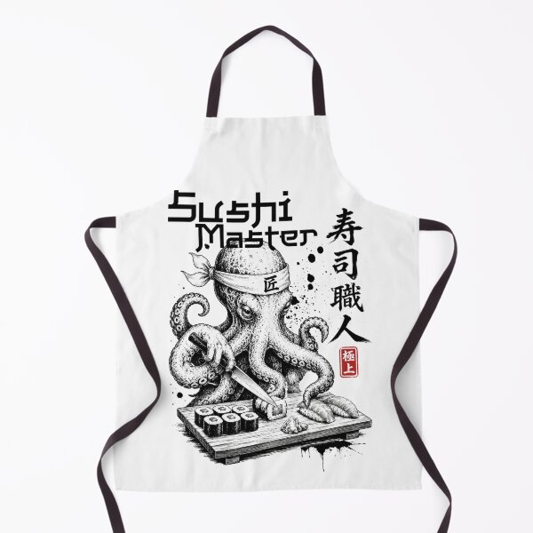 Item preview, Sushi Master Octopus | Japanese Sushi Chef Ink Art Sumi-e T-Shirt designed and sold by Thehatinthecat.