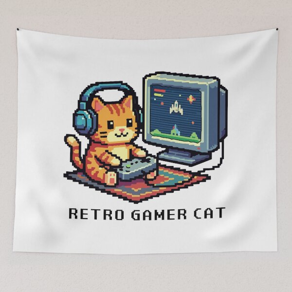 Item preview, Pixel Art Cat Gamer with Headphones - Retro 8-Bit designed and sold by PixelCatalyst.