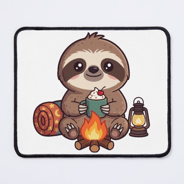 Item preview, Cute Baby Sloth Camper – Cozy Campfire Watercolor Forest Sticker designed and sold by AillustriaAK.