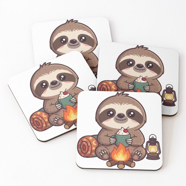 Item preview, Cute Baby Sloth Camper – Cozy Campfire Watercolor Forest Sticker designed and sold by AillustriaAK.