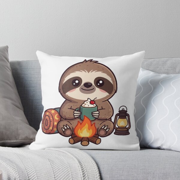 Item preview, Cute Baby Sloth Camper – Cozy Campfire Watercolor Forest Sticker designed and sold by AillustriaAK.