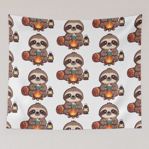 Item preview, Cute Baby Sloth Camper – Cozy Campfire Watercolor Forest Sticker designed and sold by AillustriaAK.