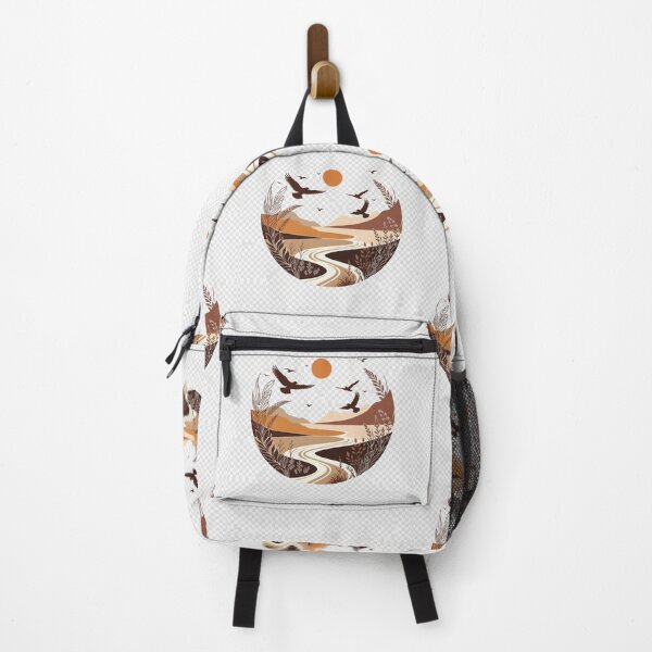 Item preview, Boho Desert River Landscape with Flying Birds | Minimal Earth Tone Nature Illustration designed and sold by GalleryPeak.